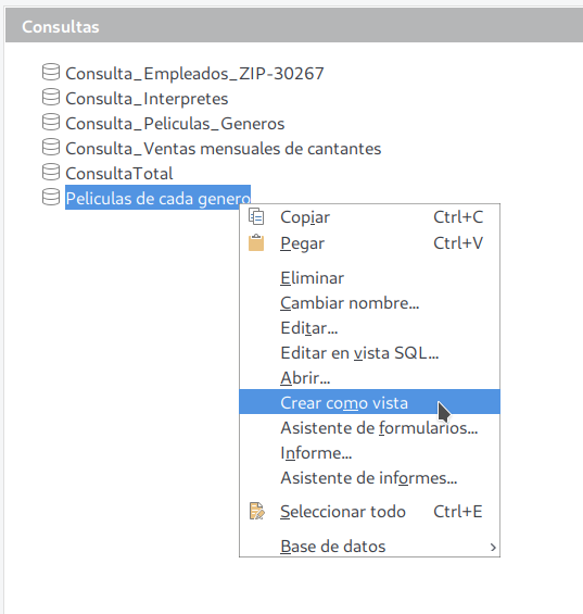 Figura 6.14 Convertir una consulta en una vista