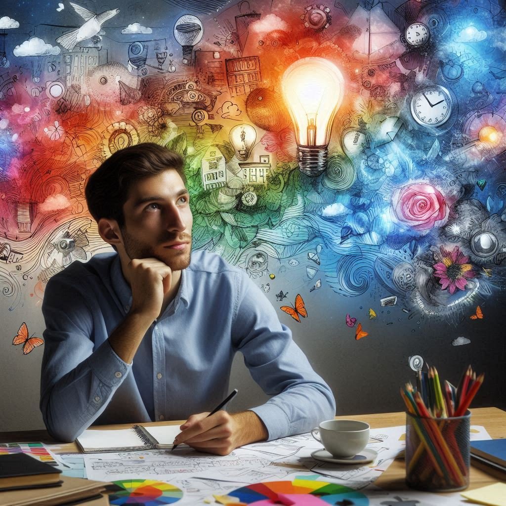 Una Persona Que Esta Pensando Y Creando Una Realidad